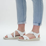 Pure Comfort Hena White Sandal Model Shot. Size 44 womens shoes