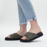 Hush Puppies Float Sage Sandal Model Shot. Size 12 womens shoes