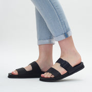 Hush Puppies Goddess Black Sandal Model Shot. Size 11 womens shoes