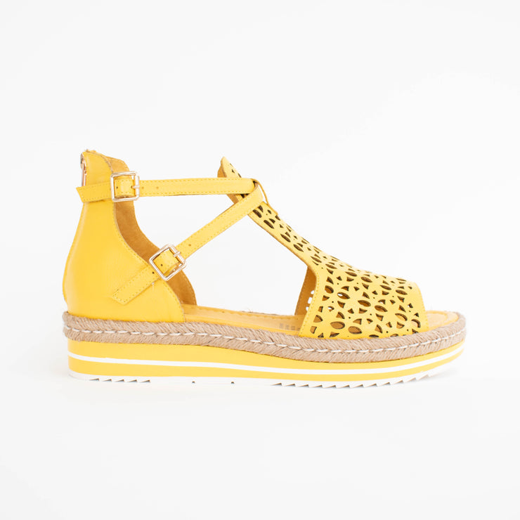 Django and Juliette Accra Yellow Sandals side. Size 42 womens shoes