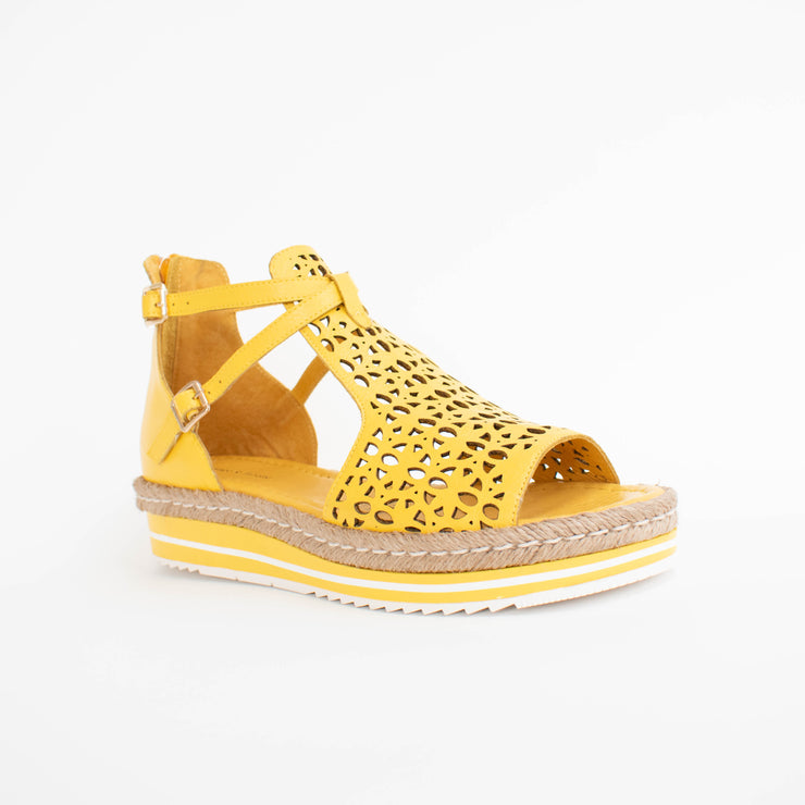 Django and Juliette Accra Yellow Sandals front. Size 43 womens shoes