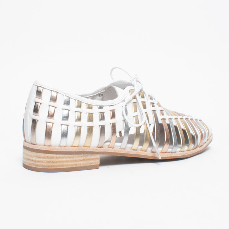 DJ Akiko White Metallic Multi Shoe back. Size 44 womens shoes
