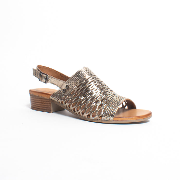 Cabello Alaca Pewter Sandal front. Size 43 womens shoes