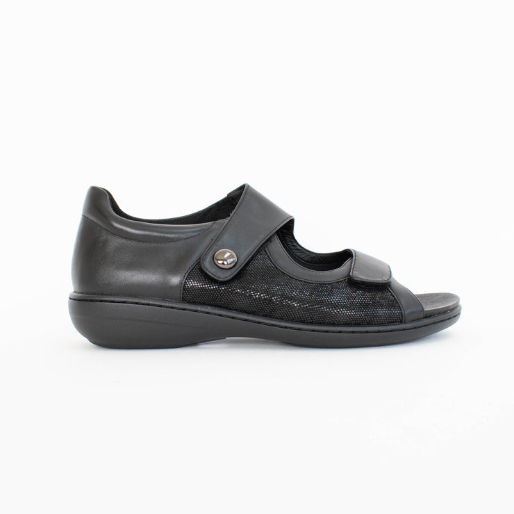 Klouds Alexa Black Stretch Sandals side. Size 42 womens shoes