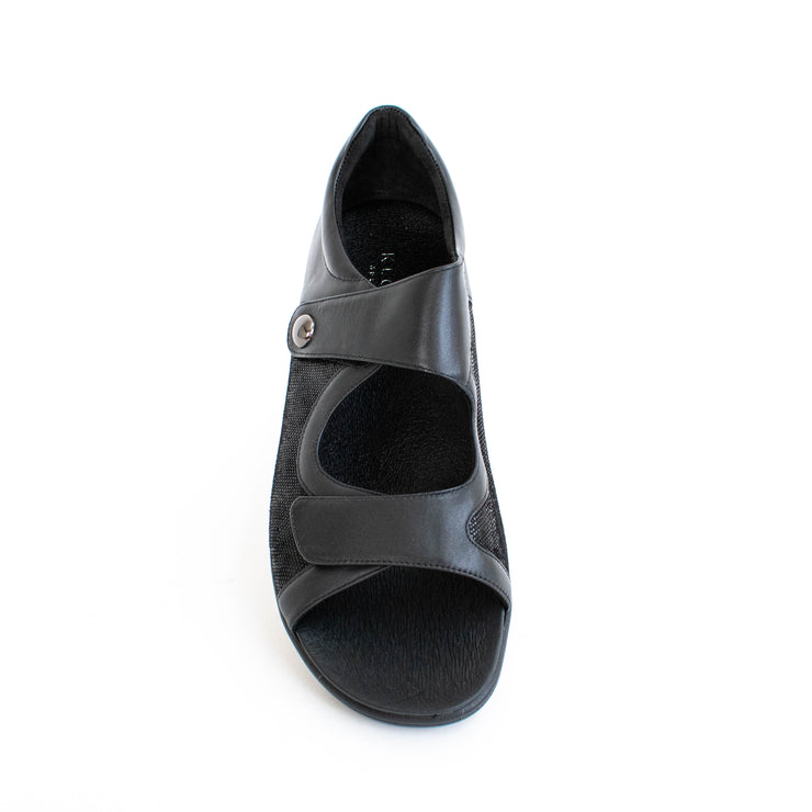 Klouds Alexa Black Stretch Sandals top. Size 43 womens shoes