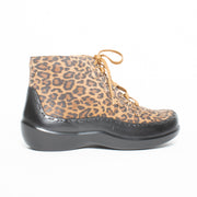 Ziera Alexia Black Tan Leopard Print Ankle Boot back. Size 44 womens shoes