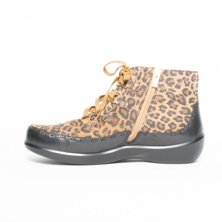 Ziera Alexia Black Tan Leopard Print Ankle Boot inside. Size 45 womens shoes