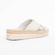 Django and Juliette Amaria Champagne Almond Sandals back. Size 44 womens shoes