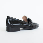 Dansi Aragon Black Patent Loafers back. Size 44 womens shoes