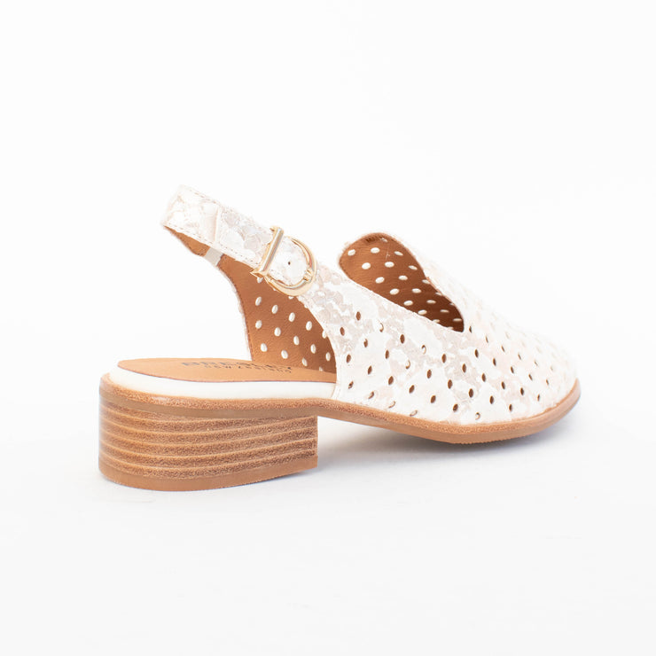 Bresley Asp Gold Cream Snake Shoes back. Size 44 womens shoes