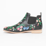Django and Juliette Arturi Black Floral Ankle Boot inside. Size 45 womens shoes