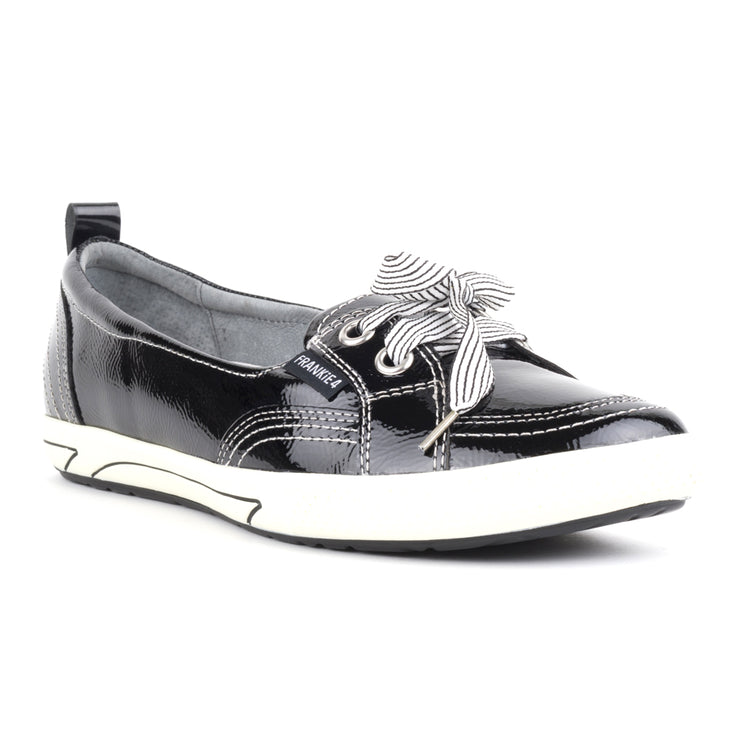 Frankie4 Sophie Black Patent Model Shot front. Size 12 womens shoes