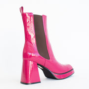 Tamara London Bailee Hot Pink Patent Boots back. Size 44 womens shoes