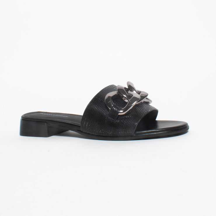 Tamara London Benny Black Reptile Sandal front. Size 43 womens shoes