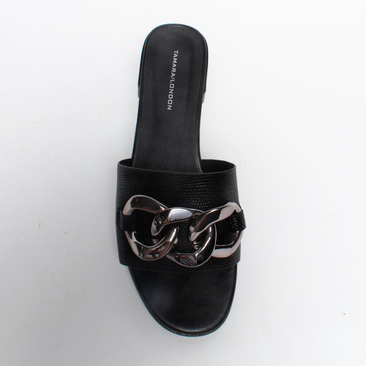 Tamara London Benny Black Reptile Sandal top. Size 42 womens shoes