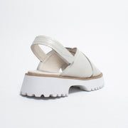 Minx Bobby Ivory Weave Emboss Sandal back. Size 45 womens shoes