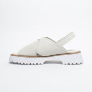 Minx Bobby Ivory Weave Emboss Sandal inside. Size 46 womens shoes