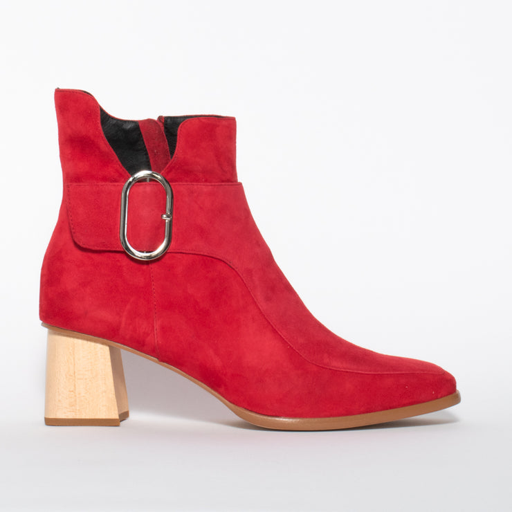 Tamara London Boho Red Suede Ankle Boot side. Size 42 womens shoes