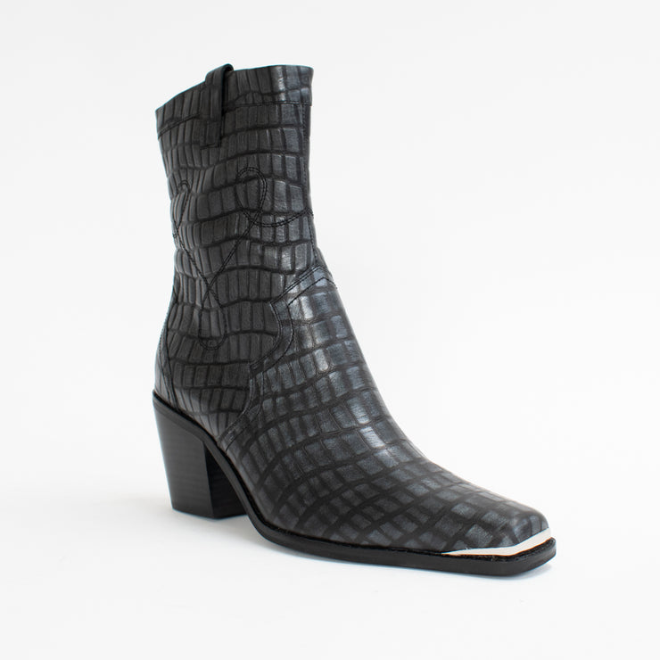 Tamara London Brill Steel Croc Print Ankle Boot front. Size 43 womens shoes