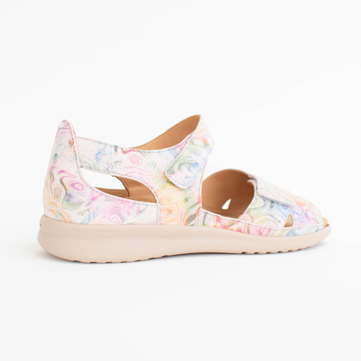 Ziera Bronn XW Nude Floral Sandals back. Size 44 womens shoes