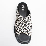 Minx Brooke Leopard Pony Print Sandal top. Size 43 womens shoes