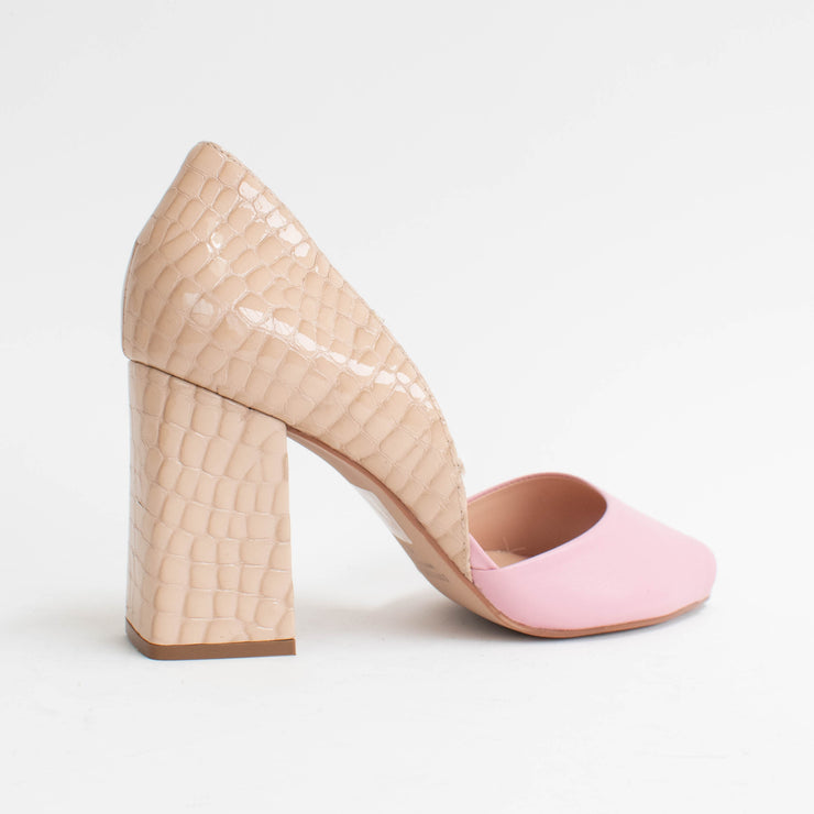 Capelli Rossi Callie Croc Lux Blush Sandals back. Size 42 womens shoes