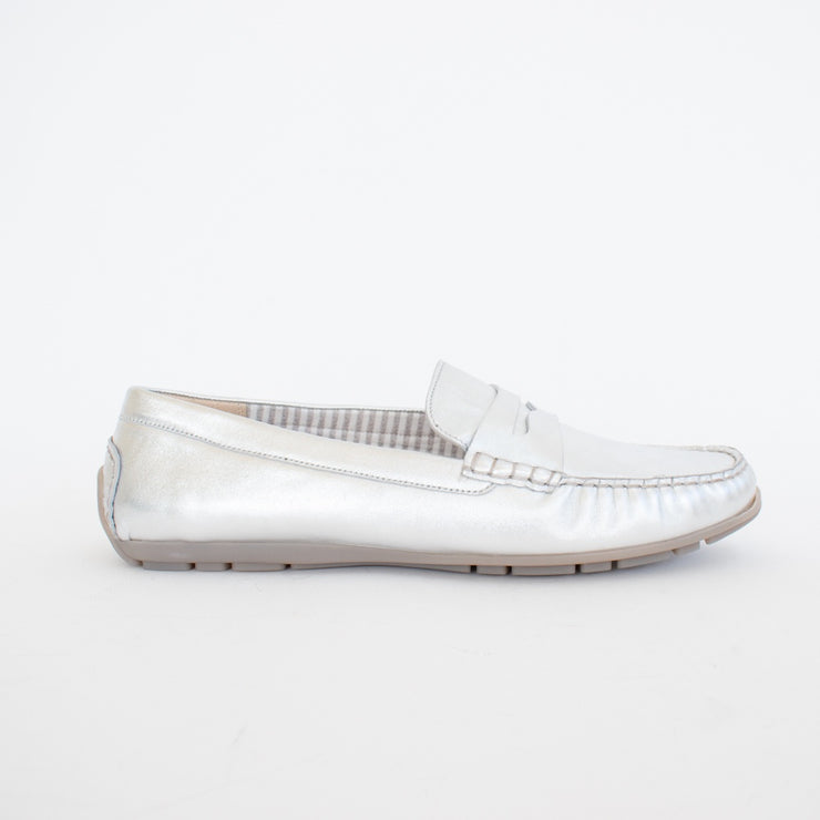 Sioux Carmona Silver Moccasin side. Size 10 womens shoes