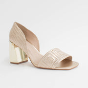 Capelli Rossi Crystal Gold Weave Sandal front. Size 42 womens shoes