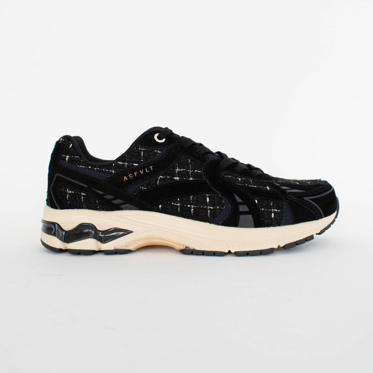 ASFVLT City Run Black Tweed Sneakers side. Size 42 womens shoes