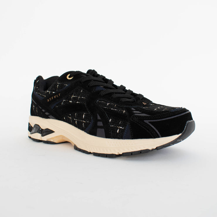 ASFVLT City Run Black Tweed Sneakers front. Size 43 womens shoes