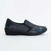 Cabello Claire Navy Patent Shoes side. Size 42 womens shoes