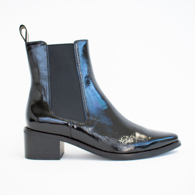 Bresley Daily Black Crinkle Anke Boots side. Size 42 womens shoes 