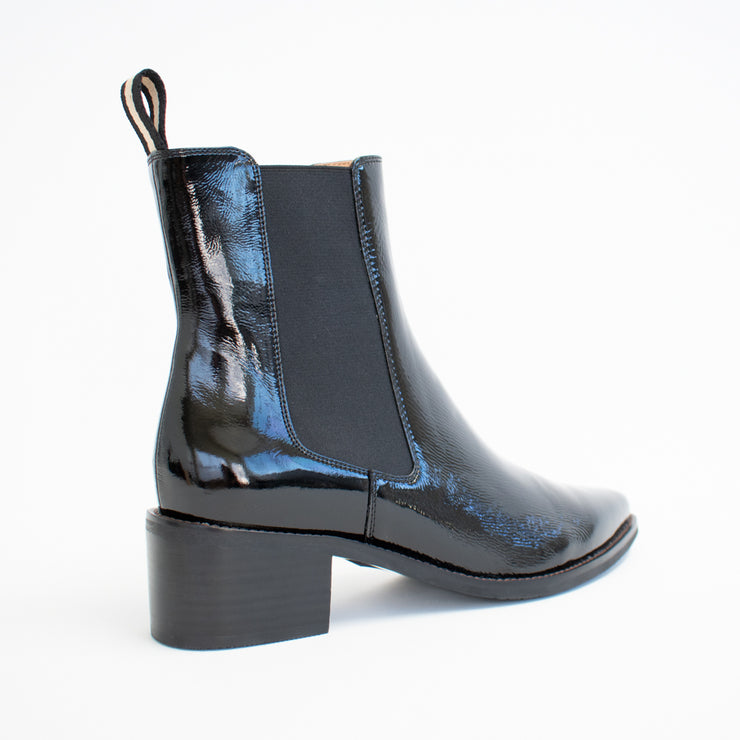 Bresley Daily Black Crinkle Anke Boots back. Size 44 womens shoes 