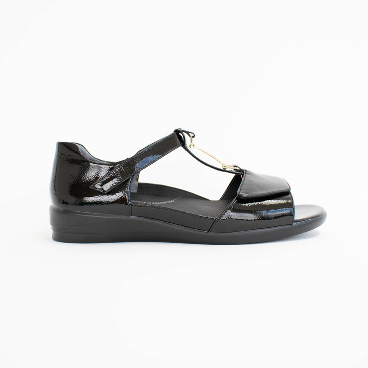 Ziera Deza XW Black Patent Sandal side. Size 42 womens shoes