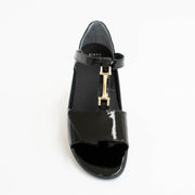 Ziera Deza XW Black Patent Sandal top. Size 42 womens shoes