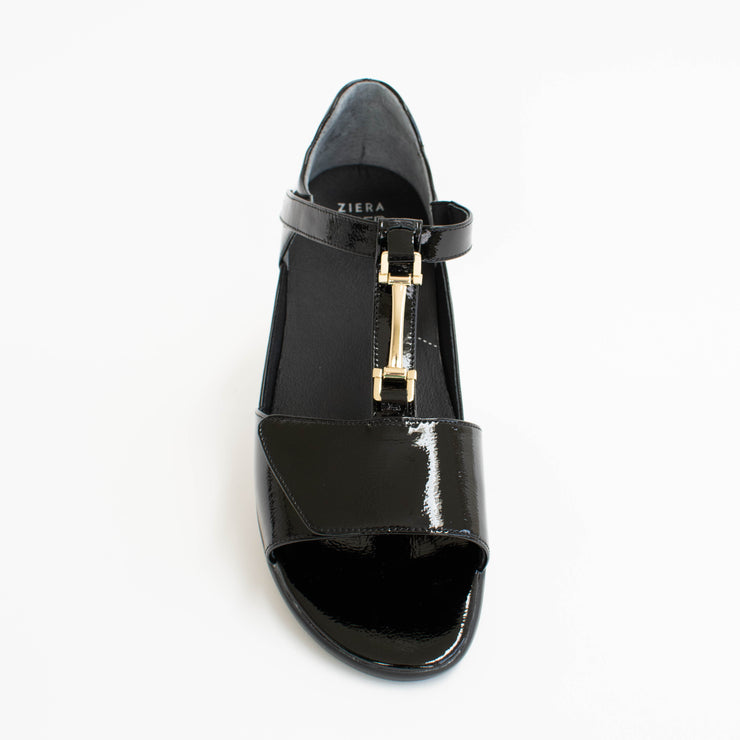 Ziera Deza XW Black Patent Sandal top. Size 42 womens shoes