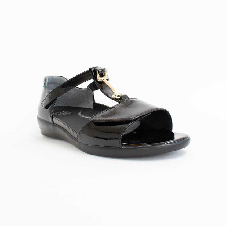 Ziera Deza XW Black Patent Sandal front. Size 43 womens shoes