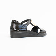 Ziera Deza XW Black Patent Sandal back. Size 44 womens shoes