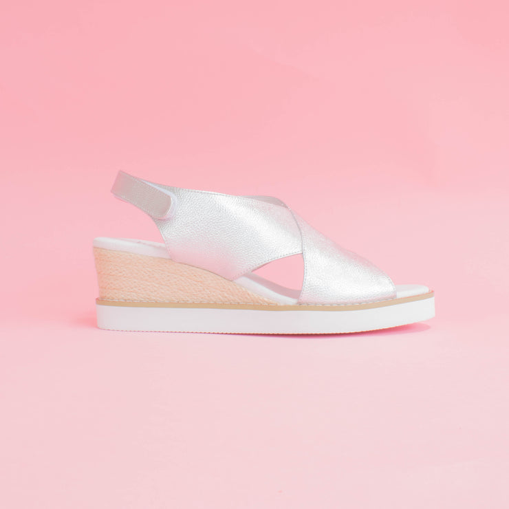 Hinako Mila Silver Sandals side. Size 42 womens shoes