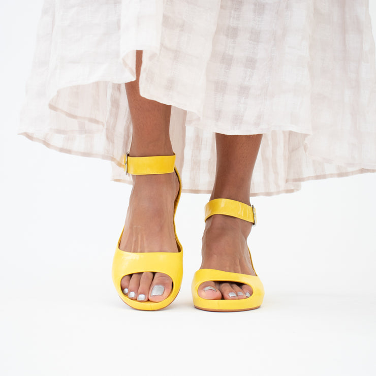 Bresley Sangria Yellow Sandals Model Shot front. Size 46 womens shoes