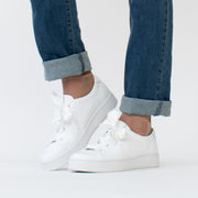 Minx Eye Pop White Sneaker model shot.  Womens size 45 shoes