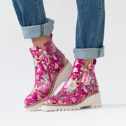 Bresley Plaza Pink Garden Ankle Boot model shot. Size 43 womens shoes
