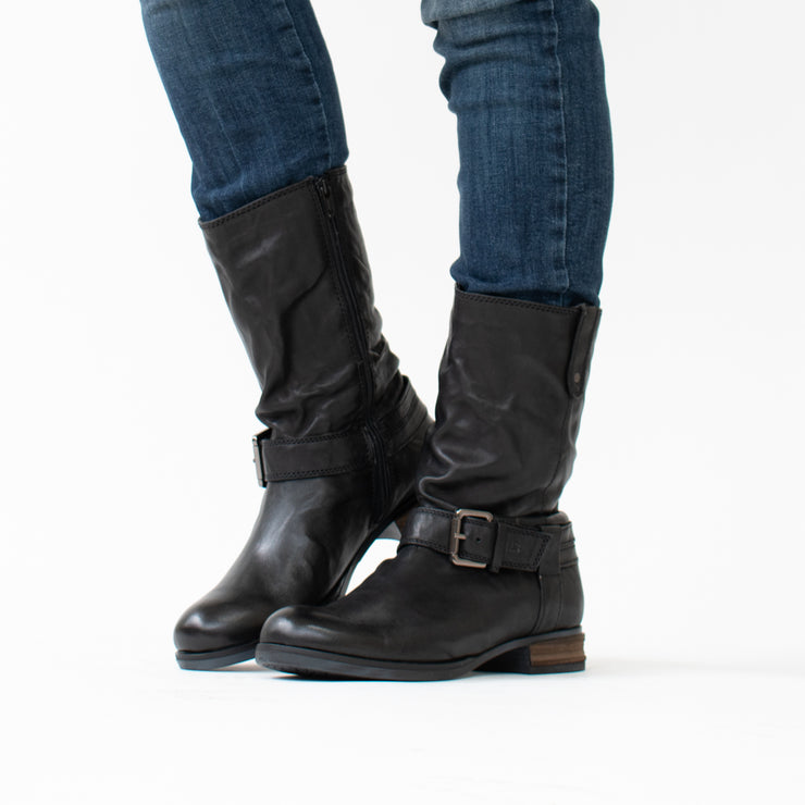Josef Seibel Sanja 14 Black Ankle Boot model shot. Size 43 womens shoes