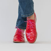 Bresley Alpopo Coral Patent Shoes model shot. Size 43 womens shoes