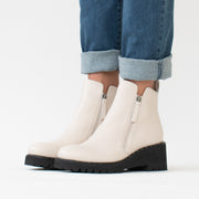 Bresley Plaza Bone Ankle Boot model shot. Size 43 womens shoes