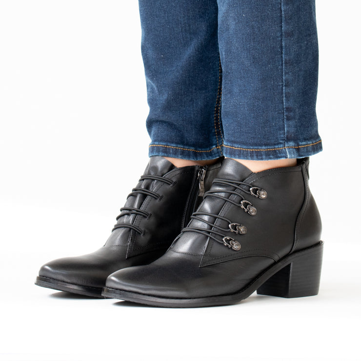 CBD Zara Black Ankle Boots Model Shot side. Size 43 womens shoes