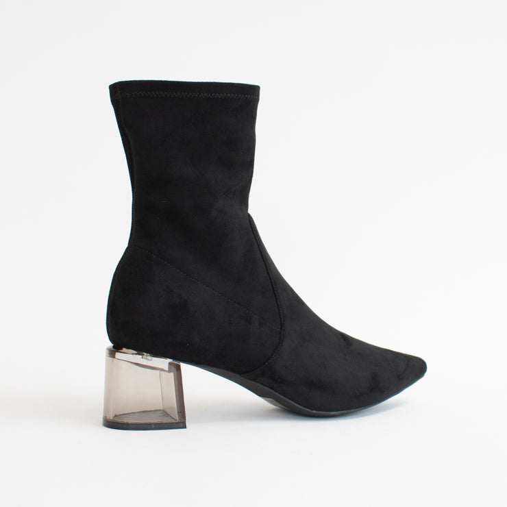 Minx Eden Black Ankle Boot back. Size 45 womens shoes