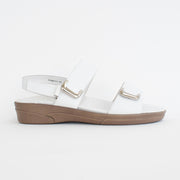 Klouds Elegance Luxe Embossed White Sandals side. Size 42 womens shoes