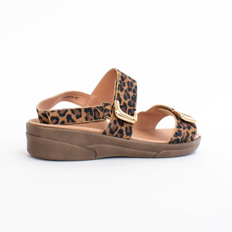Klouds Elegance Leopard Print Sandals back. Size 44 womens shoes