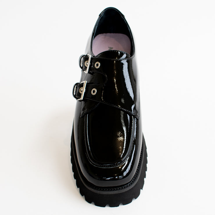 Ella Black Crinkle Patent Shoes top. Size 43 womens shoes